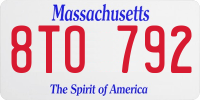 MA license plate 8TO792