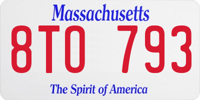 MA license plate 8TO793
