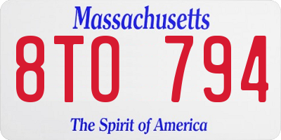 MA license plate 8TO794