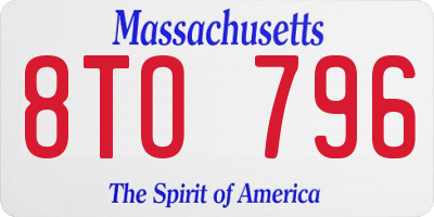MA license plate 8TO796