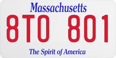 MA license plate 8TO801