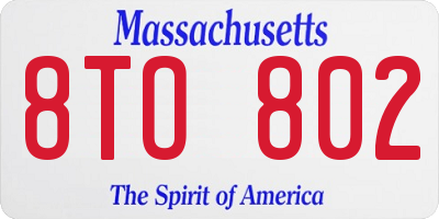 MA license plate 8TO802