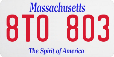 MA license plate 8TO803