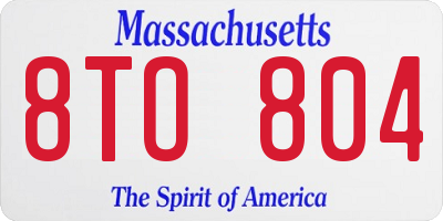 MA license plate 8TO804