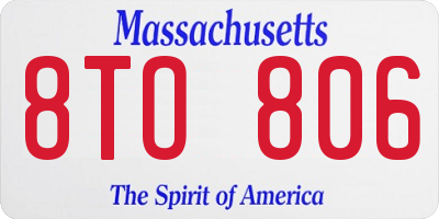 MA license plate 8TO806