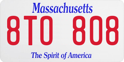 MA license plate 8TO808