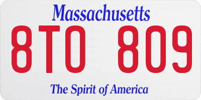 MA license plate 8TO809