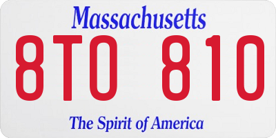 MA license plate 8TO810