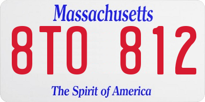 MA license plate 8TO812