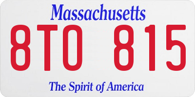 MA license plate 8TO815