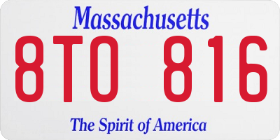MA license plate 8TO816