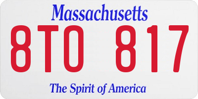 MA license plate 8TO817