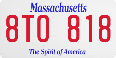 MA license plate 8TO818