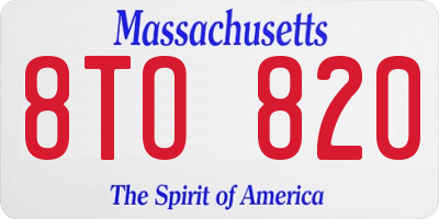 MA license plate 8TO820