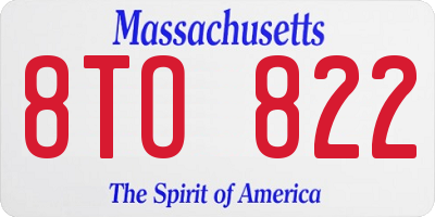 MA license plate 8TO822