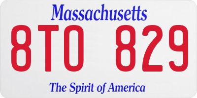 MA license plate 8TO829