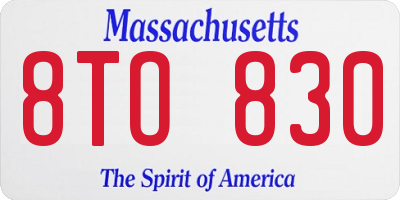 MA license plate 8TO830