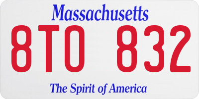 MA license plate 8TO832