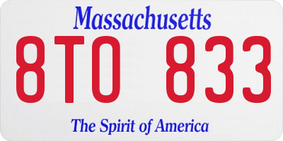 MA license plate 8TO833