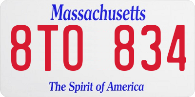 MA license plate 8TO834