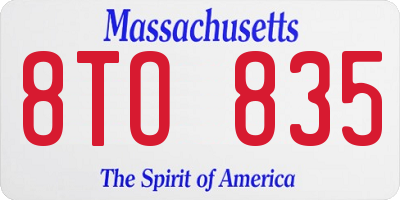 MA license plate 8TO835