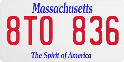 MA license plate 8TO836