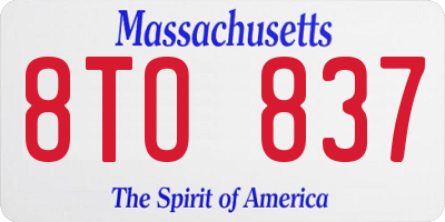 MA license plate 8TO837