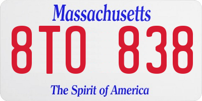 MA license plate 8TO838