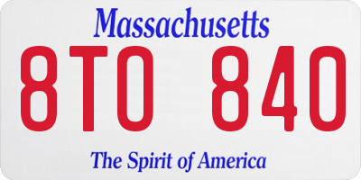MA license plate 8TO840