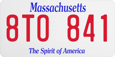 MA license plate 8TO841