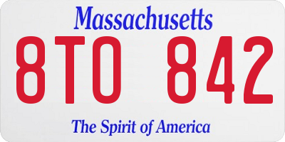 MA license plate 8TO842
