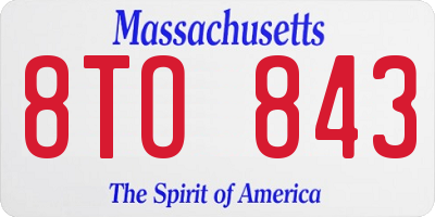 MA license plate 8TO843