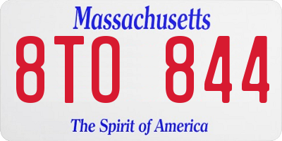 MA license plate 8TO844