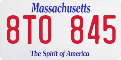 MA license plate 8TO845