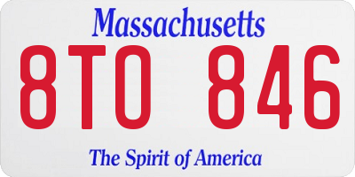 MA license plate 8TO846