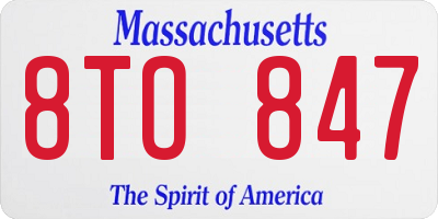 MA license plate 8TO847