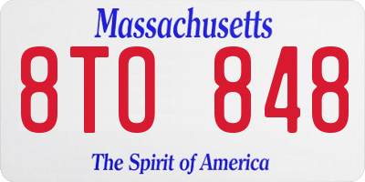 MA license plate 8TO848
