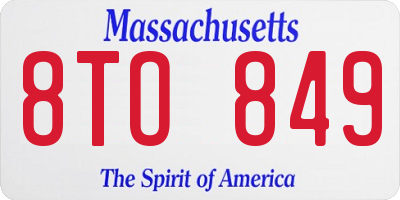 MA license plate 8TO849