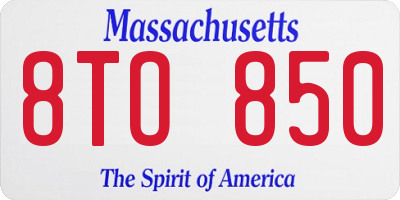 MA license plate 8TO850