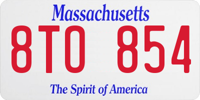 MA license plate 8TO854