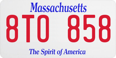 MA license plate 8TO858