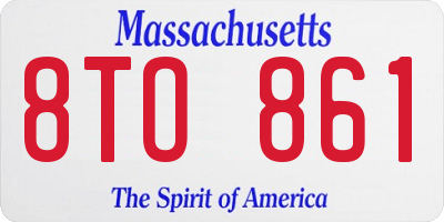 MA license plate 8TO861