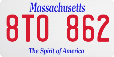 MA license plate 8TO862