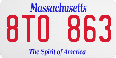 MA license plate 8TO863