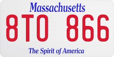 MA license plate 8TO866