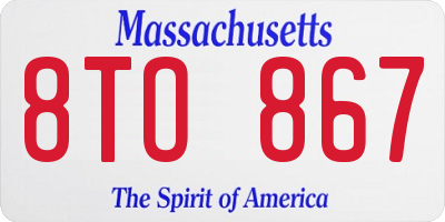 MA license plate 8TO867