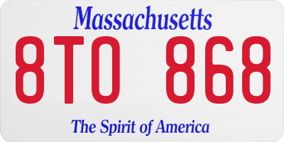 MA license plate 8TO868