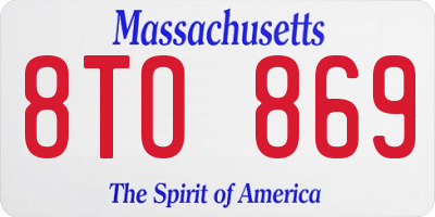 MA license plate 8TO869