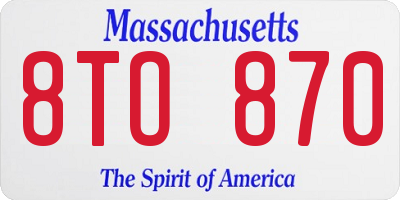 MA license plate 8TO870