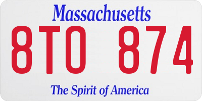 MA license plate 8TO874